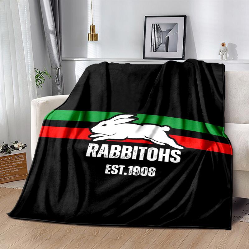 South Sydney Rabbitohs Flannel Blanket Soft All-Season Throw, Design for Camping, Car Travel, Hiking Sofa, Bed, Office Perfect Gift for Parties