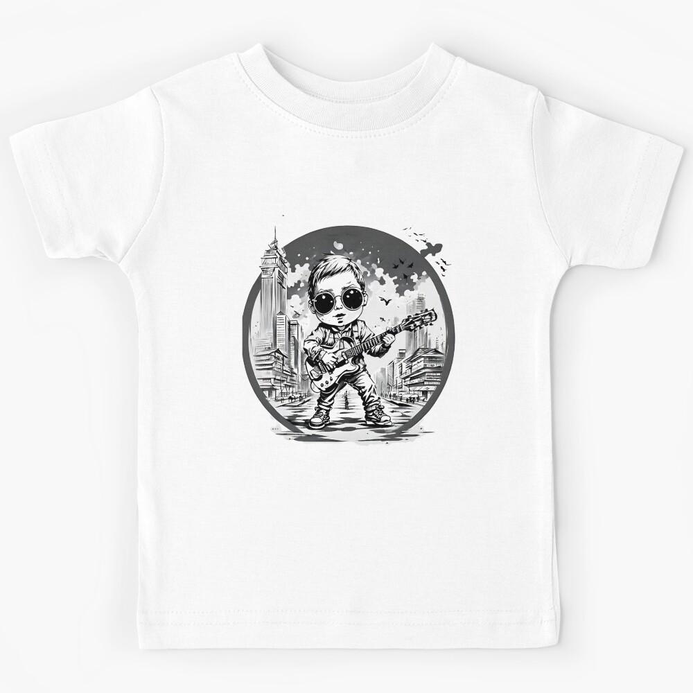 Kid guitar baby playing in city Kids T-Shirt 170