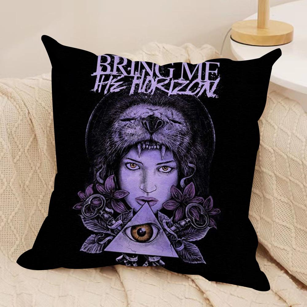 B-Bring Me the H-Horizon Cushion Cover Soft Plush Fabric Double-Sided Printed Sofa Cushion Cover for All Seasons Home Decor Gift