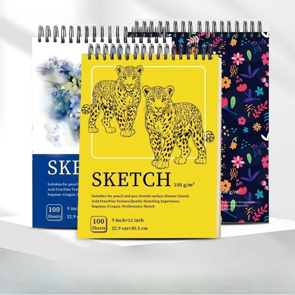 100 Sheets Spiral Bound Artist Sketchbook Perforated Pages Sketching Notebook  Crayon Drawing