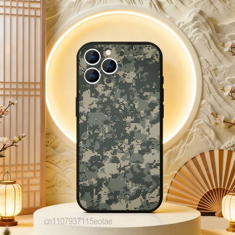Camouflage Camo Military Cool Phone Case For iPhone 17,16,15,14,13,12,11,Pro,Max,Plus,E,Air,Mini Black Shockproof Funda Cover