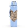 1PC Leopard Texture Heart Pattern Print 750ml Color Plastic Sports Water Bottle Leakproof Flip Straw Lid Suitable for Sports Office Home Use