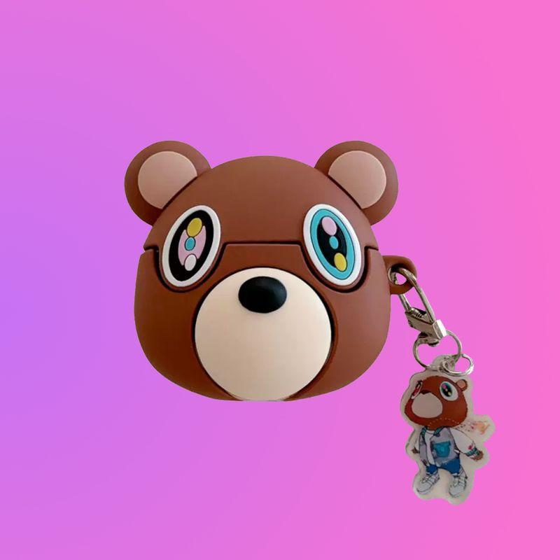 

Sideline Оригинальный чехол для наушников-вкладышей AirPods Kanye West Truancy Bear 2-го поколения, 3-го поколения, Pro, мягкий чехол для пары, хип-хоп, рэп, милый, в стиле Инстаграм AIR PODS Generation 1/Generation 2 + pendant Brown
