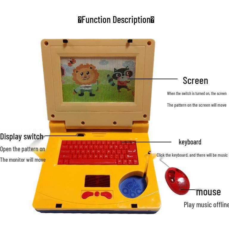 Interactive Baby Learning Laptop with Mouse, Lights & Music for Early Development