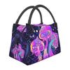 Mushroom Trippy Psychedelic Neon Pastel Goth Insulated Lunch Bags Leakproof Cooler Thermal Lunch Box Beach Camping Travel