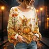 Haut Chemisier Femme Col Rond Manches Longues Imprimé Halloween pour Soirée