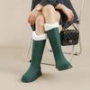 New rain shoes women's fashion tall tube waterproof non-slip velvet warm versatile work shoes Korean version