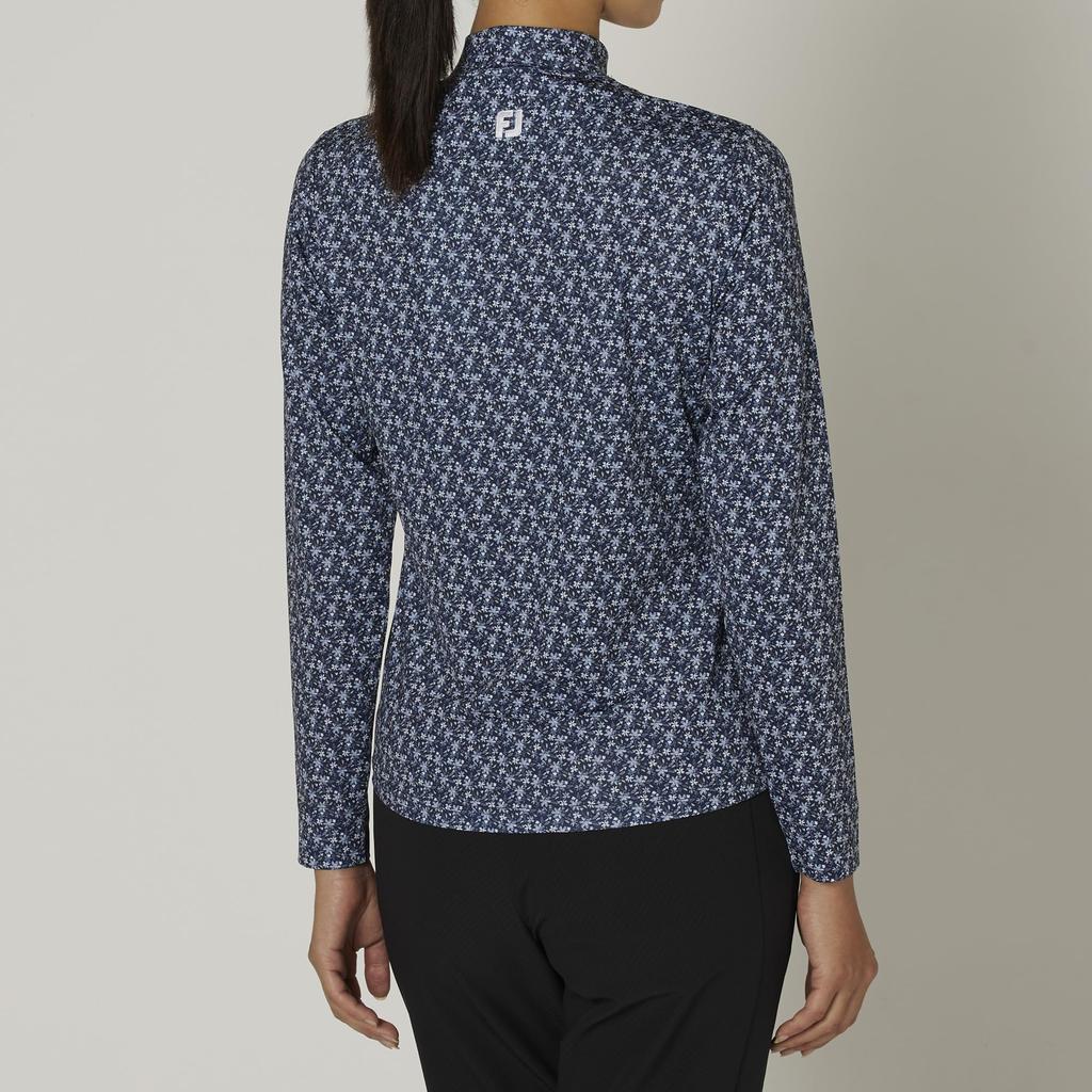 FootJoy Floral Print Long Sleeve Mock Neck Size M Shirt, Navy, Women's, (FJW-F24-S08, 32277-M)