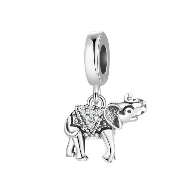 S925 Silber Tier-Thema Armband Perlen Anhänger Elefant Kaninchen Leopard Löwe Anhänger Perlen DIY Schmuckherstellung Zubehör