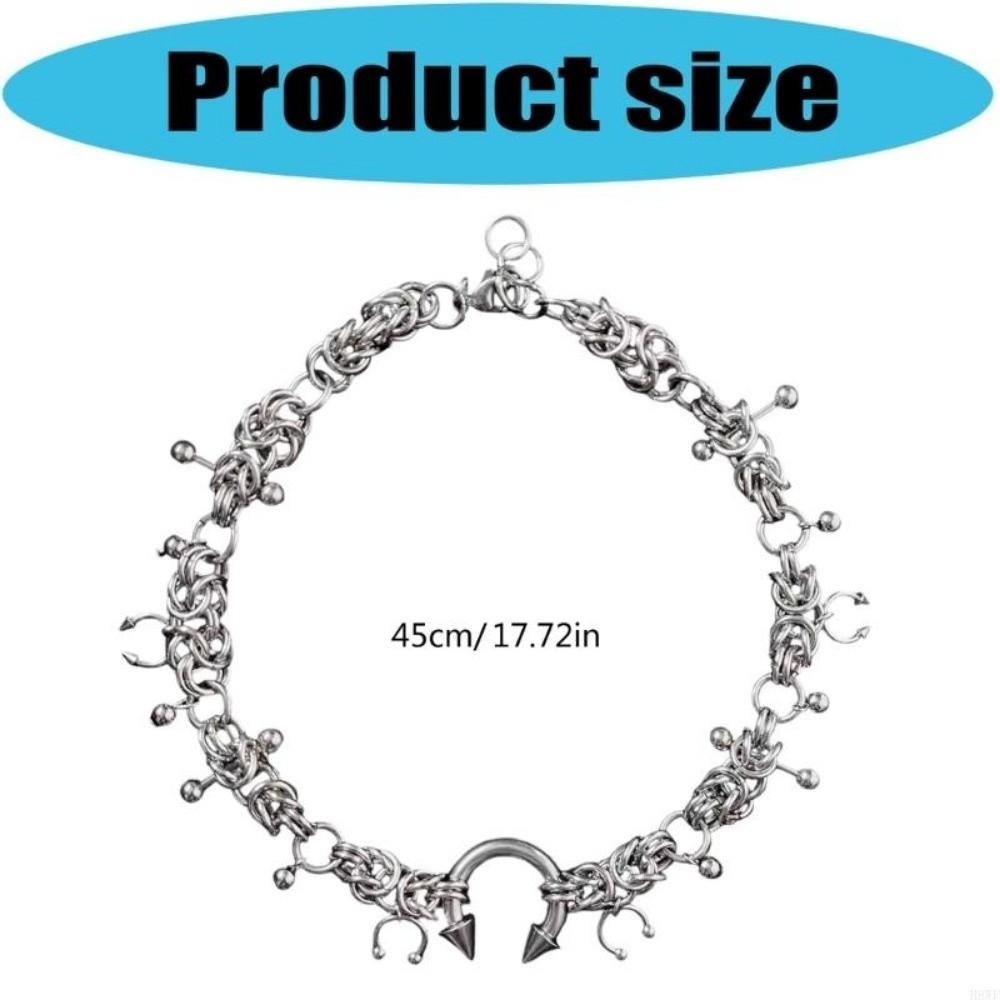 Stainless Steel Punk Choker Necklace Rivet Horseshoe Spiked Gothic Necklace  Gifts