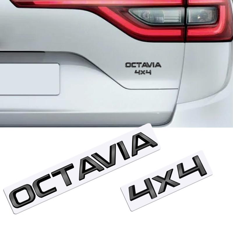 REOY4 MetaL 3D Badge Logo Car Rear Trunk Body Sticker Letter Emblem For Skoda OCTAVIA 4X4 Accessories Glossy Black Matte black