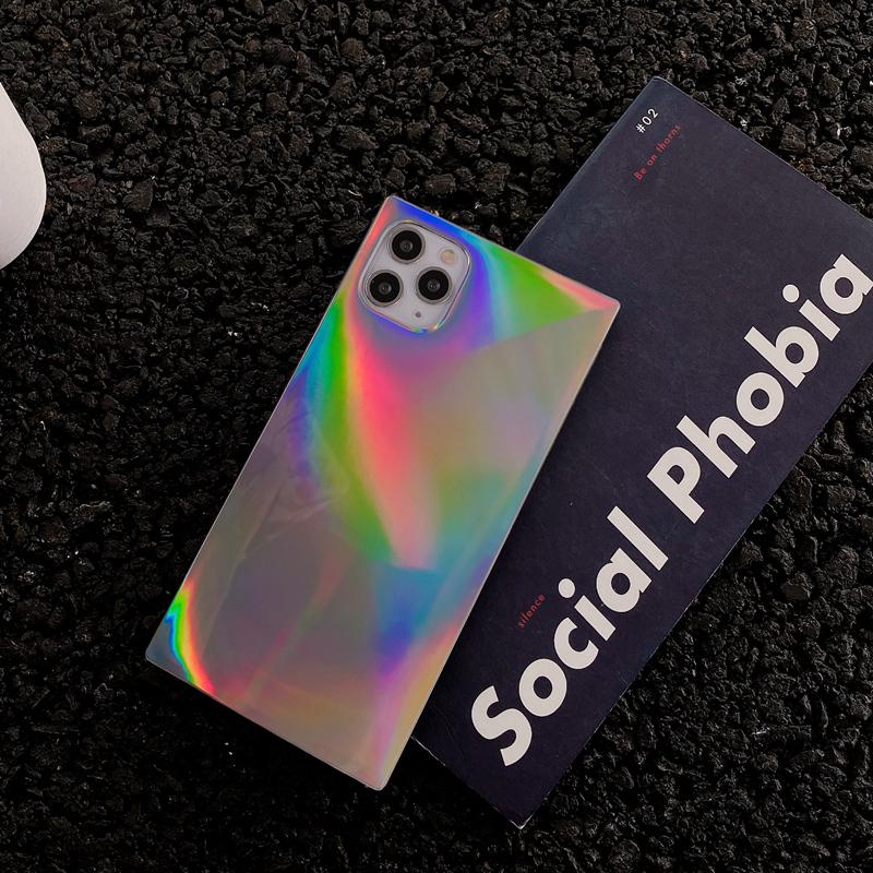 Simple Laser Square Phone Case For Iphone 13 Pro Max 12 11 Pro Max 7 8 Plus X Xr Xs Max Se 2020 Soft Silicone Case Back Cover