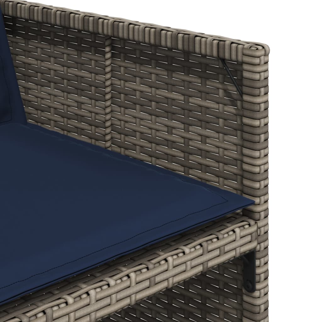 17 Piece Outdoor Dining Set with Cushions Gray Poly Rattan