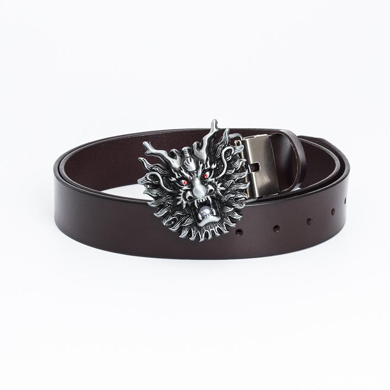 Personalized Men's Cowhide Belt Chinese Dragon Spot Punk Fashion Motorcycle Rider Belt