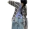 Korean Style Striped Hooded Cardigan - Autumn/Winter 2025 Mid-Length Loose Fit Sweater