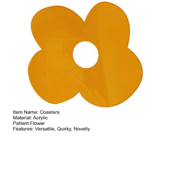 Acrylic Flower Coaster Heat-Resistant Cute Clear Cup Mat for Desk Kitchen Living Room Waterproof Non-Slip Reusable Drink Mat for Mugs