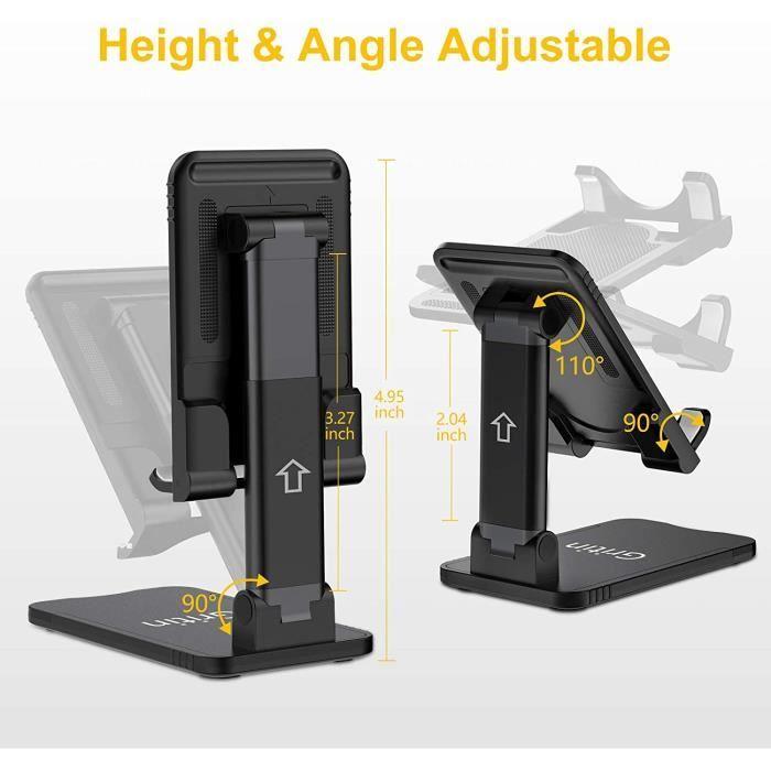 Support Téléphone/Tablette, Support Téléphone Bureau Portable Réglable Support Dock Pliable Support de Table pour iPhone Se 2020/11