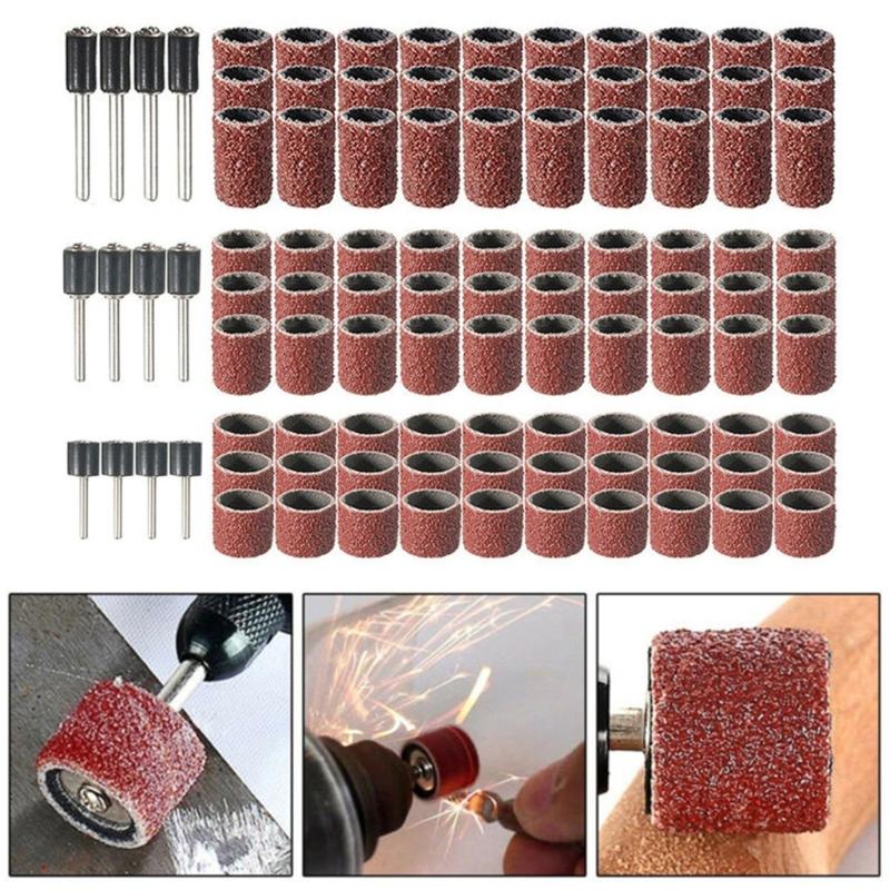 102/132Pcs Sanding Drums Kit Sand Bands Sand Mandrels Drum Woodworking Nail Drill Rotary Abrasive Tool
