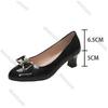 Fashion Spring and Autumn New Bow High Heels Shallow Mouth Single Shoes Pointed Women's Shoes Casual Thick Heeled Female Dress Pumps