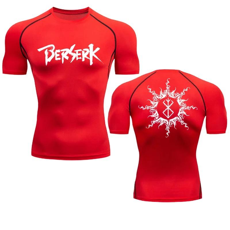 Men Sport T-shirt Quick Dry Bodybuilding Running Shirt Compression Top Gym Fitness Stretchy Sweat Absorbing Tight Fit Fitness Moisture-Wicking Tight
