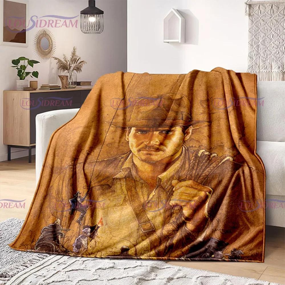 Indiana Jones and The Dial of Destiny Flannel Blanket Bedding Bedspread Sofa Warm Blanket Home Decor Children Adult Fans Gift