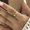 Stainless Steel Gold Color Starfish Shell Opening Rings For Women Men Vintage Geometric Metal Texture Finger Ring Party Jewelry
