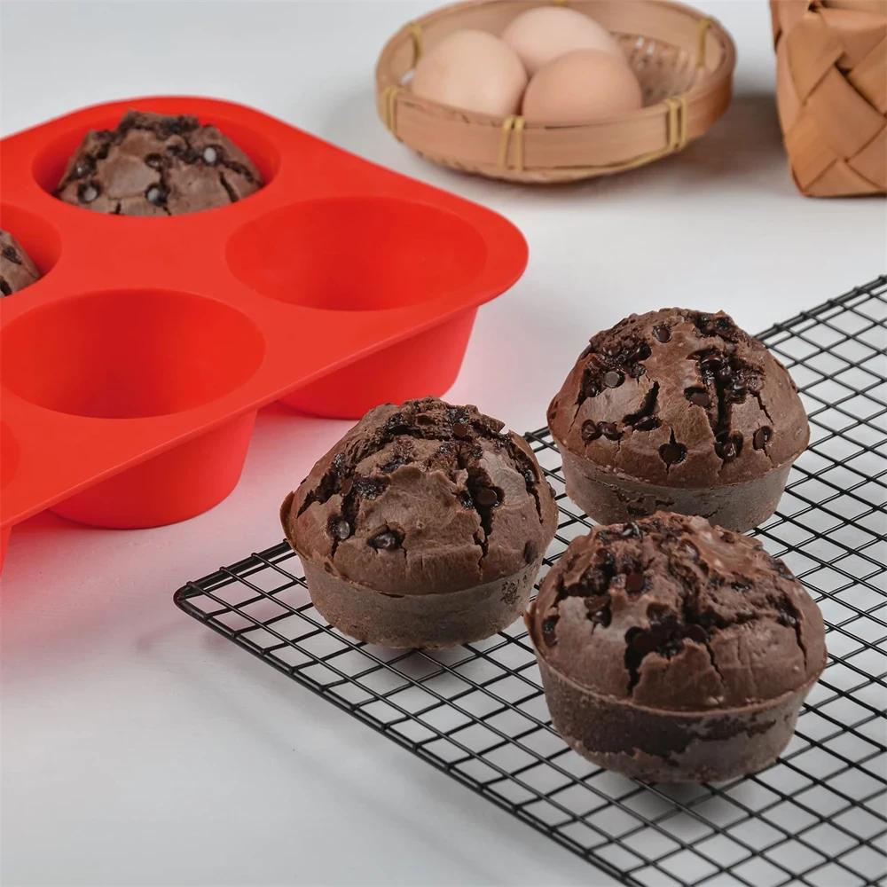 1/2pcs Silicone Jumbo Muffin Pan 6 Cup Giant Silicone Cupcake Pan/Cup Deep Popover Pan Large Muffin Pans Baking Cheesecake Bites