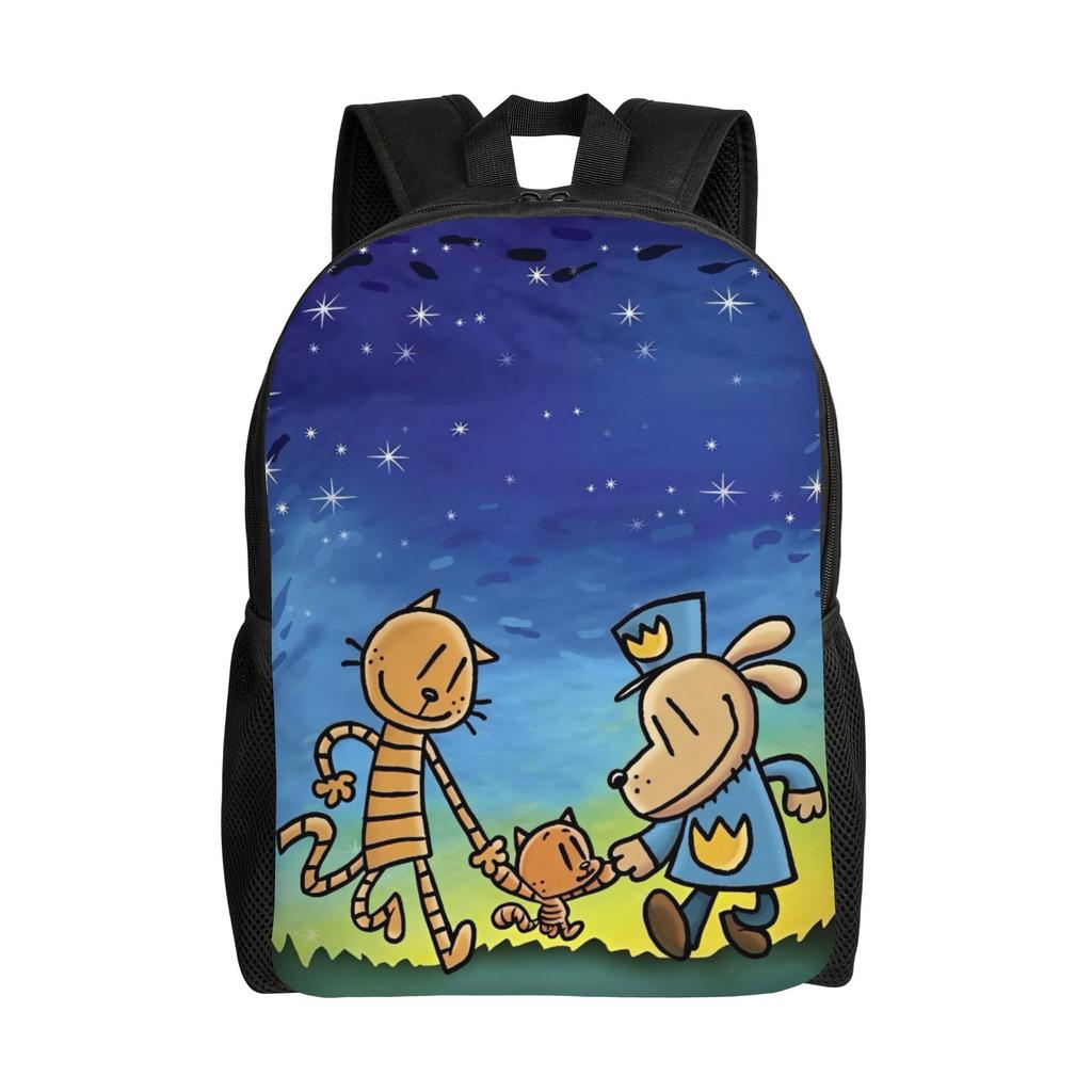 Dog Man Cartoon Teenage Backpack Outdoor Student Business  Daypack for Men Women College Canvas Bags