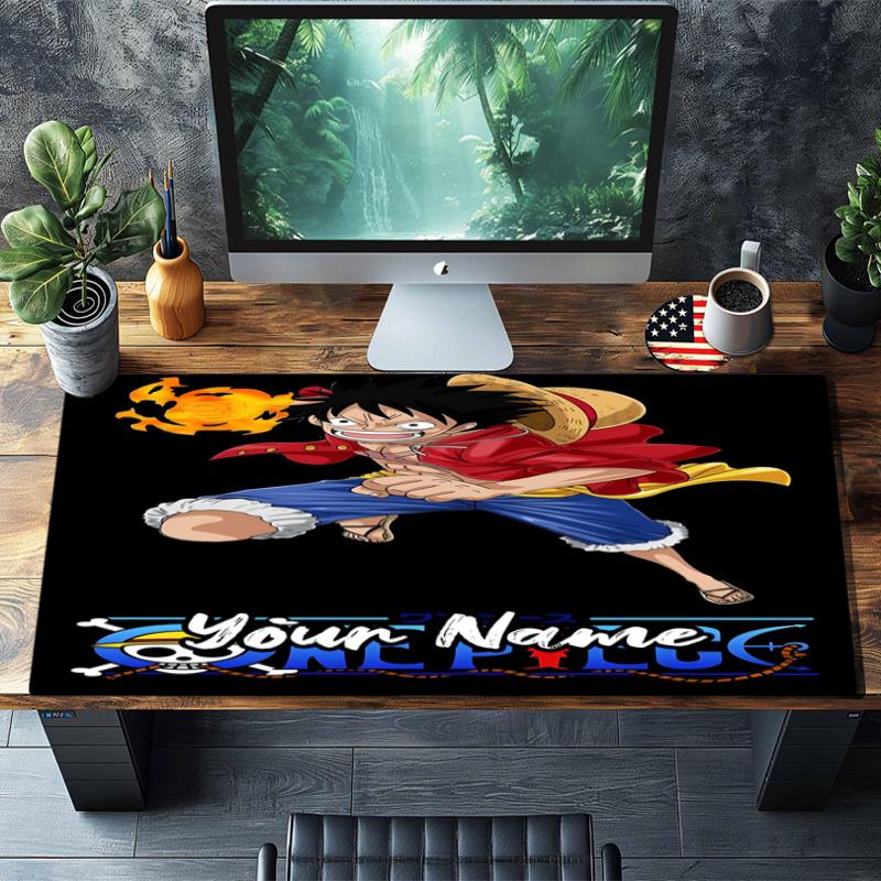 Custom Name One Piece Theme Mouse Pad, Non Slip Rubber Base, Multifunctional Office & Home Decor, Perfect for Workspace Personalization.