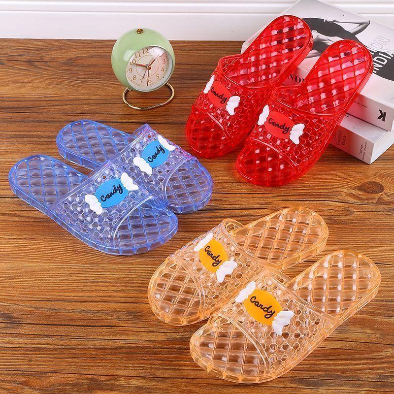 New Crystal Flat Bottom Thick Slippers Glass Slippers Women's Summer