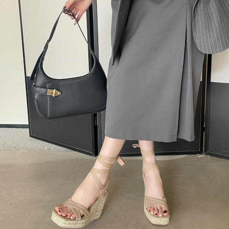 Fashion Hemp Rope Wedge Heel Sandals, Women'S Summer Roman Platform Waterproof Platform Soft Leather High Heels, 2025 Women'S Shoes