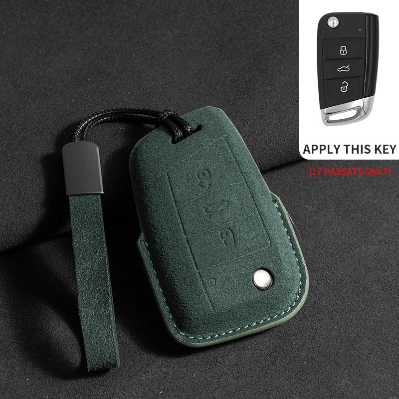 Suede Car Key Case Cover Fob Keychain for VW Volkswagen Golf 7 MK7 Tiguan MK2 for Ateca Leon FR Ibiza Skoda Octavia Kodiaq