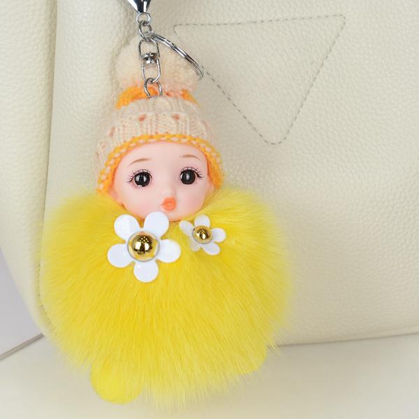 Cute Cute Fun Real Fox Hairball Doll Keychain Car Book Bag Pendant Children's Hairstyle Pendant