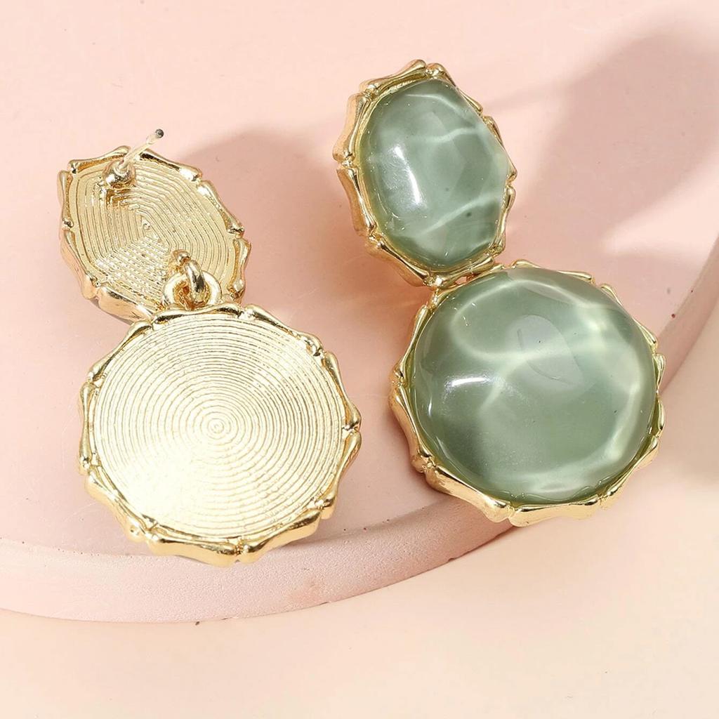 2 buc Cercei rotunzi geometrici la modă pentru femei, Accesorii cu zirconiu, Potriviți pentru întâlnire, petrecere, festival, Cadouri-E32