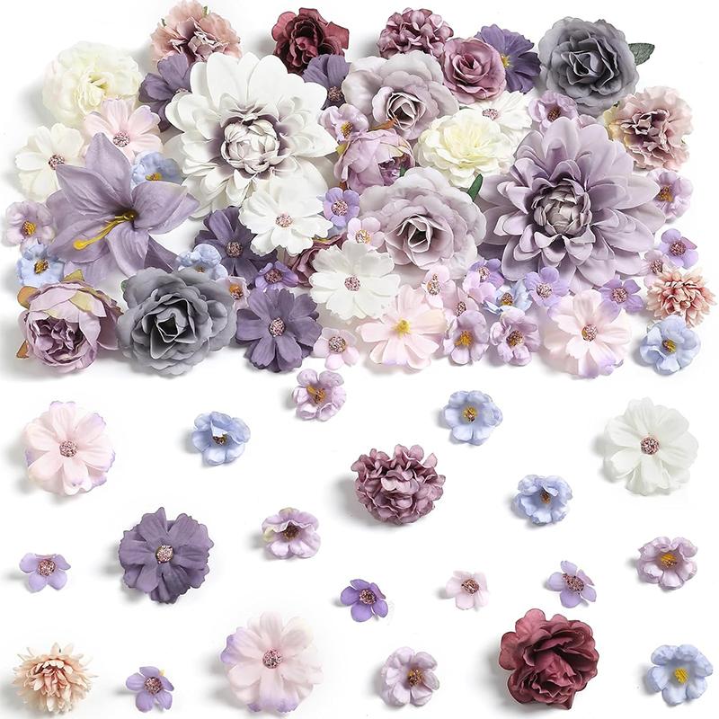 25Pcs 4cm Artificial Flower Blue Artificial Dahlia Rose Flower for Wedding Bridal Party Baby Shower Graduation Season Home Decor