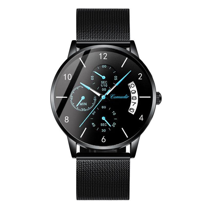 Mens Watches Chronograph Waterproof Luminous Watch Mesh/leather Band Casual Quartz Wristwatch