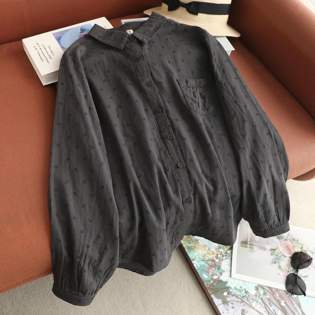 Women's Trendy Floral Cotton Gauze Long Sleeve Cardigan Shirt