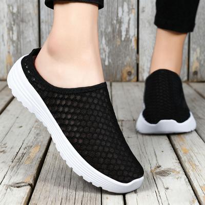 Women's Shoes Summer Large Size Half Drag Mesh Breathable Sandals Soft Sole Not Tired Feet Casual Shoes Shallow Mouth Simple Single Shoes