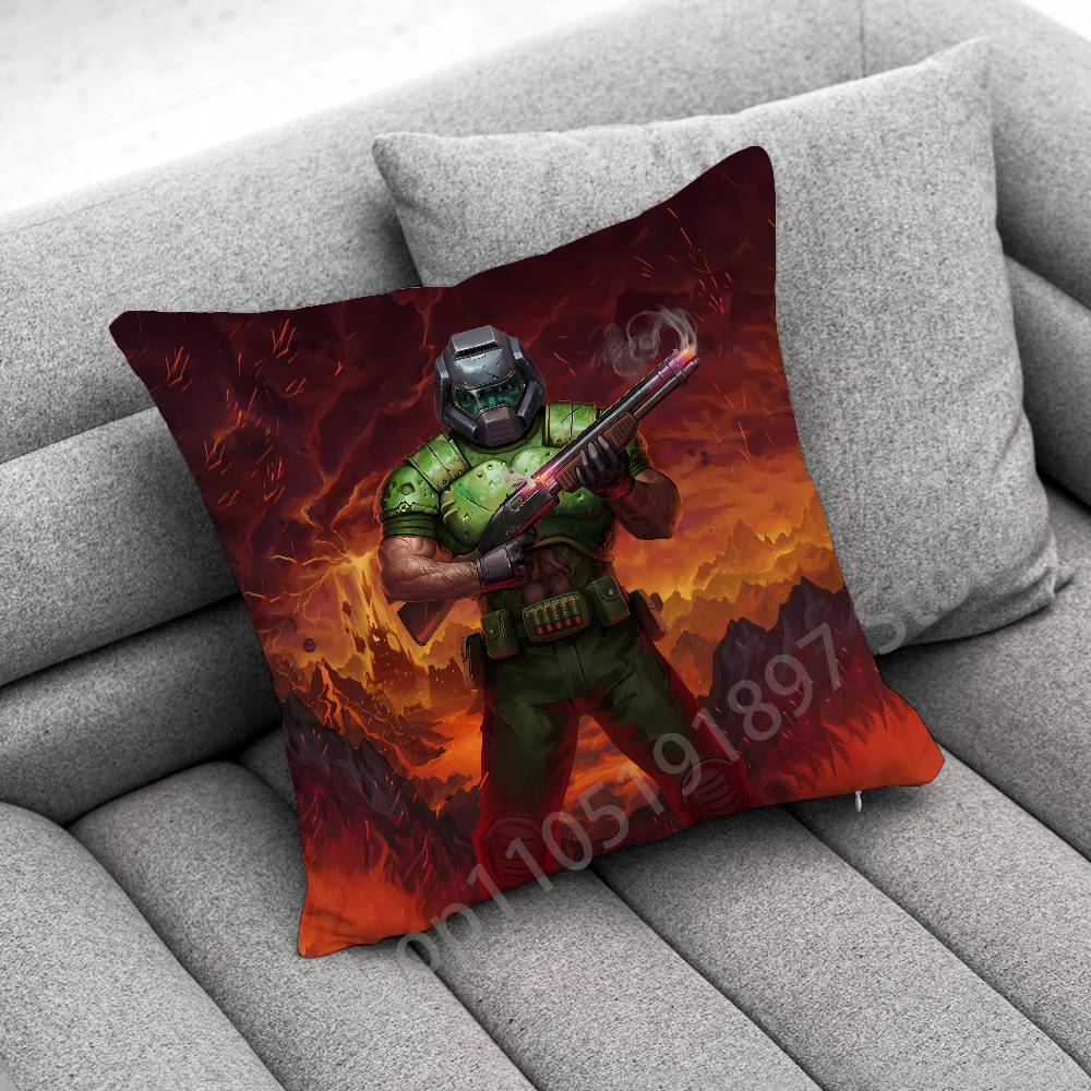 Game D-Doom Slayer Throw Pillow Case For 55x55cm 40x40cm 45x45cm 50x50cm 30x30cm Square Office Pillowship Cover