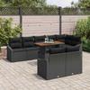 Garden Sofa Set with Cushions 9 pcs Black and Brown