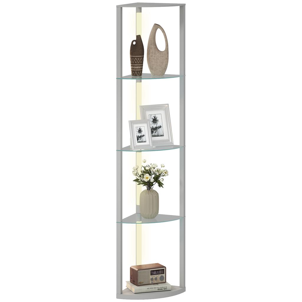 LED Floor Lamp with Shelves, Dimmable Standing Lamp with Foot Switch for Living Room, Bedroom, Grey