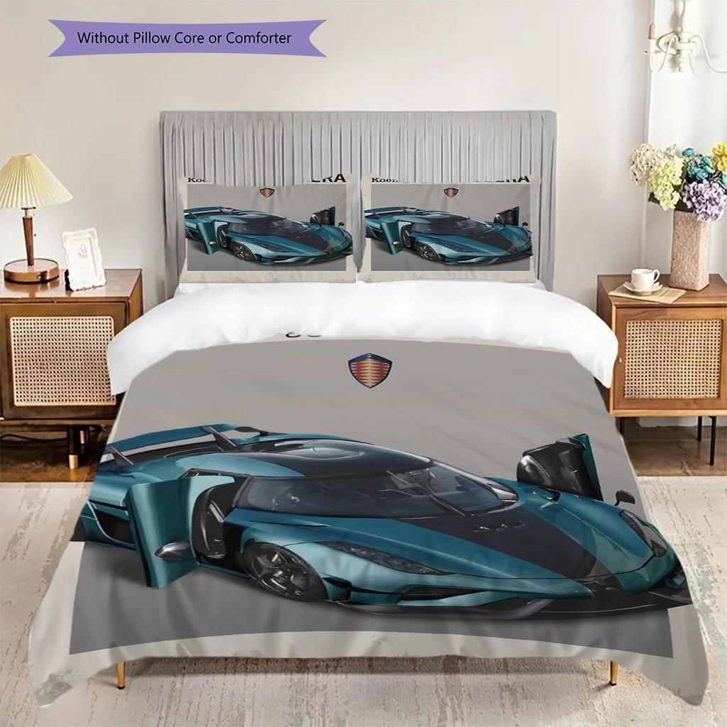 Jesko Koenigsegg Sleek Supercar Bedding (1 * Duvet Cover + 2 * Pillowcase, Without Core) 2D Flat Christmas Birthday Gift Bedding Set
