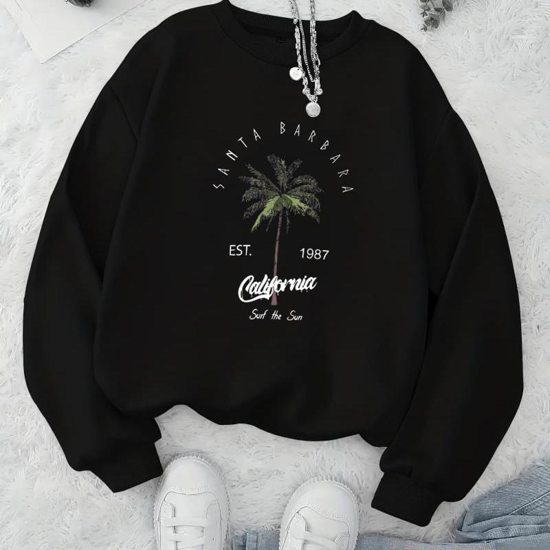 Women s Minimalist Printed Crew Neck Hoodie, Subtle Pattern XXL чёрный