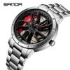 Sanda Men's Creative Wheel Quartz Watch - Trendy Rotating Waterproof Wristwatch