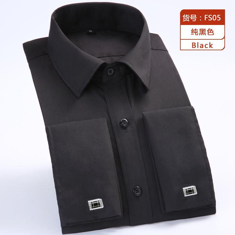 M~6XL Mens French Cuff Dress Shirt 2026 New White Long Sleeve Formal Business Buttons Shirts Regular Fit Cufflinks Wedding Shirt