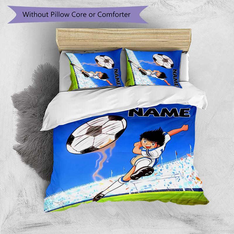 3pcs Custom Name Captain Tsubasa Dream Team Bedding Set Duvet Cover Closure Includes 1 Duvet Cover & 2 Pillowcases for All Seasons Bedroom Decor