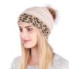 Fashion Winter Leopard Women's Hat Warm Knitted Beanies Cap For Women Girl Pom Pom Thick Lady Female Cap Hat With Hair Ball