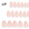 Natural Press-On Nails 24Pcs Women Nude Press on Nails Glossy Almond Stick-on Fake Full Cover Long Glue False Pre-shaped