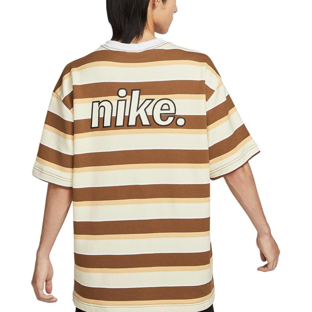 Nike Sportswear Logo Print Embroidered Striped Pattern Crew Neck Pullover Short Sleeve Drop Shoulder T-Shirt Men T-Shirts HJ6781-281