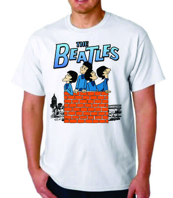 OS BEATLES DESENHO ANIMADO NO TELHADO! CAMISETA TEE John Paul George Ringo